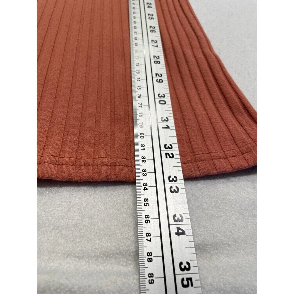 Forever 21 Ribbed Mock Neck 3/4 Sleeve Bodycon Dress Size M Rust Orange New - Picture 4 of 8